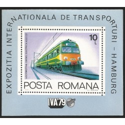 G)1979 ROMANIA, DIESEL ELECTRIC LOCOMOTIVE, INTL. TRANSPORT. EXPO S/S, MNH
