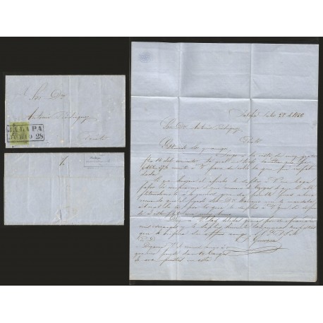 G)1862 MEXICO, 1 REAL, JALAPA DATED BOX CANC., CIRCULATED COMPLETE LETTER TO PEROTE, XF