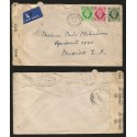 RB)1945 GREAT BRITAIN, KING GEORGE VI, TRIP OF 3, AIRMAIL SENSOR SHIP CIRCUALTED COVER FROM PAIDDINGTON TO MEXICO, XF