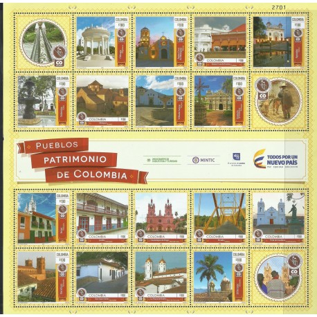 O) 2016 COLOMBIA, ARCHITECTURE,FOLKLORE, HERITAGES,TOWNS, LANDSCAPES, PEOPLES HERITAGE OF COLOMBIA-HISTORY, BLOCK MNH