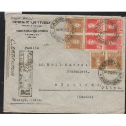 O) 1926 ARGENTINA, GENERAL JOSE DE SAN MARTIN, REGISTERED FROM CACHEUTE TO SWITZERLAND, MULTIPE COVER XF