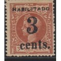 O) 1898 CARIBE, FAKE, HABILITADO 3 CENTAVOS - OCCUPATION, KING ALFONSO XIII, XF