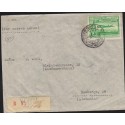 O) 1938 PERU, 2 SOLES GREEN- AIRCRAFT, WATERLOW Y SONS, COVER REGISTERED TO GERMANY, 