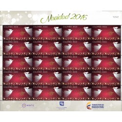 RO) 2016 COLOMBIA, ANGELS OF CHRISTMAS, TRUWHITE PAPER, INVISIBLE FLUORESCENT, BLOCK FOR 20 STAMPS, MNH TINT