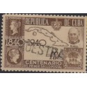 O) 1940 CARIBE, PROOF-MUESTRA, ROWLAND HILL 1840- CREATOR OF THE FIRST, FIRST POSTAGE STAMP PENNY BLACK, QUEEN VICTORIA, MAP, XF