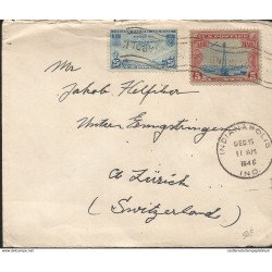 L) 1946 USA, AIRPLANE, 25C, BLUE, 5CENTS, CIRCULATED COVER FROM USA TO SWITZERLAND