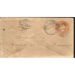 J) 1907 MEXICO, 5 CENTS ORANGE, EAGLE, CIRCULATED COVER, FROM MEXICO TO DURANGO, POSTAL STATIONARY