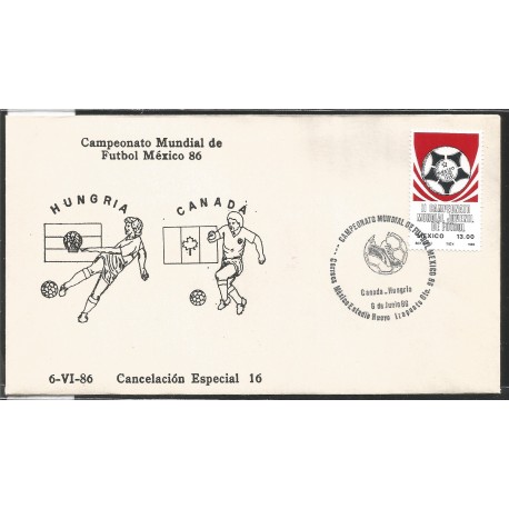 J) 1983 MEXICO, HUNGARY-CANADA, BALL, SPECIAL CANCELLATION, II WORLD YOUTH FOOTBALL CHAMPIONSHIP, FDC 