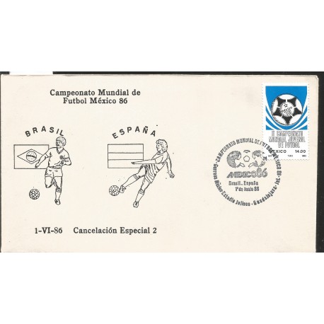 J) 1983 MEXICO, BRAZIL-SPAIN, BALL, SPECIAL CANCELLATION, II WORLD YOUTH FOOTBALL CHAMPIONSHIP, FDC 