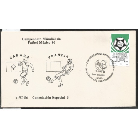 J) 1983 MEXICO, CANADA-FRANCE, BALL, SPECIAL CANCELLATION, II WORLD YOUTH FOOTBALL CHAMPIONSHIP, FDC 