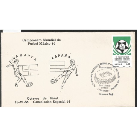 J) 1983 MEXICO, DENMARK-SPAIN, BALL, SPECIAL CANCELLATION, II WORLD YOUTH FOOTBALL CHAMPIONSHIP, FDC 