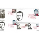 J) 1988 MEXICO, CENTENNIAL OF THE BIRTH OF RAMON LOPEZ VELARDE, ROSE, WITH EMBOSSED, SET OF 5 FDC