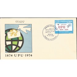 J) 1974 COLOMBIA, MINISTRY OF COMMUNICATIONS NATIONAL POSTAL ADMINISTRATION, UPU, DOVE, LETTER, FDC 