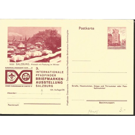J) 1972 REPUBLIC OF AUSTRIA, INTERNATIONAL PATHFINDER STAMP EXHIBITION SALZBURG, SCOUT EMBLEM, EUROPEAN