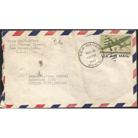J) 1946 UNITED STATES, AIRPLANE, CRIPPLED CHILDREN, AIRMAIL, CIRCULATED COVER, FROM USA TO MEXICO