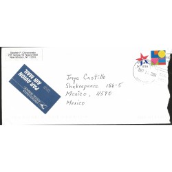 J) 2006 UNITED STATES, LOVE, STAR, ADHESIVE STICKER, MULTIPLE STAMPS, AIRMAIL, CIRCULATED COVER, FROM NEW YORK TO MEXICO
