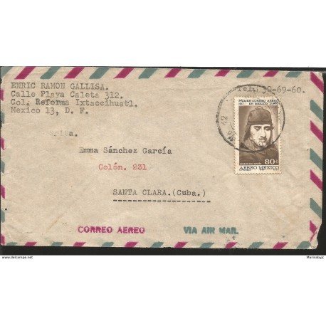 J) 1967 MEXICO, FIRST AIR MAIL 1917 IN MEXICO 1967, HORACIO RUIZ GAVIÑO, AIRMAIL, CIRCULATED COVER, FROM MEXICO TO CARIBE