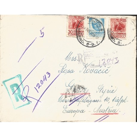 J) 1953 MEXICO, MICHOACAN DANCE OF THE MOROS, VERACRUZ ARCHEOLOGY, MULTIPLE STAMPS, REGISTERED, AIRMAIL