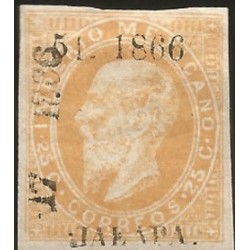 J) 1866 MEXICO, EMPEROR MAXIMILIAN 25 CENTS, JALAPA, XF