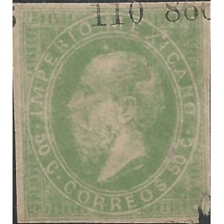 J) 1866 MEXICO, EMPEROR MAXIMILIAN, 50 CENTS, XF 