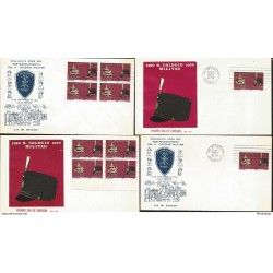 J) 1970 MEXICO, 50 YEARS OF THE RESTORATION OF H MILITARY COLLEGE, CHILDREN HEROES, WITH EMBOSSED, SET OF 4 FDC 