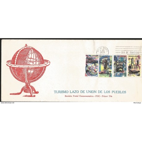 J) 1970 MEXICO, MEXICO TURISTIC, TOURISM, TIE OF UNION OF THE PEOPLES, GLOBE, MULTIPLE STAMPS, FDC 