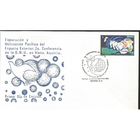 J) 1982 MEXICO, EXPLORATION AND PACIFIC UTILIZATION OF THE OUTER SPACE SECOND UN CONFERENCE IN VIENNA, AUSTRIA, FDC