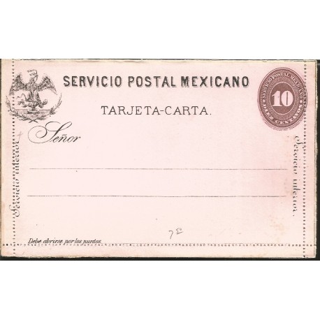 J) 1893 MEXICO, 10 CENTS, NUMERAL, EAGLE, POSTAL STATIONARY, PAPER TONE ERROR, XF 