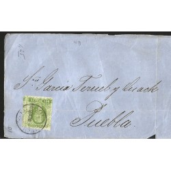 J) 1856 MEXICO, 2 REALES, FRONT OF LETTER, CIRCULAR CANCELLATION, CIRCULATED COVER, FROM MEXICO TO PUEBLA 