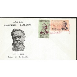 J) 1960 MEXICO, YEAR OF THE PRESIDENT CENTENARY CARRANCE OF HIS BIRTH, MULTIPLE STAMPD, FDC 