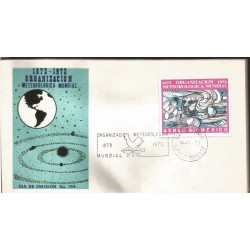 RJ) 1973 MEXICO, CENTENARY OF THE WORLD METEOROLOGY ORGANIZATION, MAP, WITH EMBOSSED, FDC 