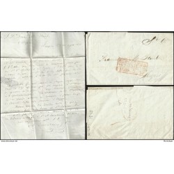 J) 1838 MEXICO, PRESTAMP, RED CANCELLATION, CIRCULATED COVER, COMPLETE LETTER, FROM SANTA ANNA