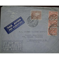 O) 1947 BELGIUM, KING LEOPOLD III SCT 302 10fr -COAT OF ARMS 266 5c, AIRMAIL TO USA