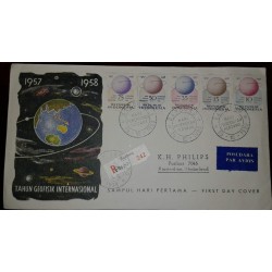 L) 1958 INDONESIA, INTERNATIONAL GEOPHYSICAL YEAR, PLANET, SPACE, ASTRONOMY, CIRCULATED COVER FROM INDONESIA