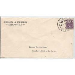 J) 1941 MEXICO, COMMERCIAL LETTER, BRASSEL & MORALES, CROSS OF PALENQUE, AIRMAIL, CIRCULATED COVER, FROM MEXICO TO USA