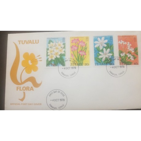 O) 1978 TUVALU, WILD FLOWERS-ZEPHYRANTES-GARDENIA-CLERODENDRON-FRANGIPANI, FDC XF