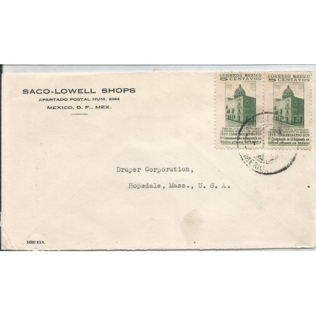 J) 1939 MEXICO, COMMERCIAL LETTER, SACO-LOWELL SHOPS, HOUSE IN WHICH THE FIRST IMPRENTA