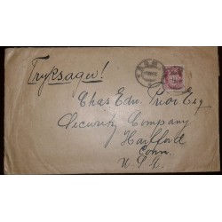 O) 1880 CIRCA.NORWAY, POST HORN NORGE IN SANS-SERIF CAPITALS SCT 25 10o rose, FROM TROMSO TO USA