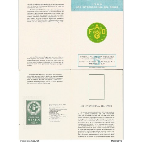 J) 1966 MEXICO, INTERNATIONAL YEAR OF RICE, WITHOUT STAMPS, WORLD FOOD DAY, FDB