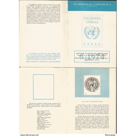 J) 1974 MEXICO, WITHOUT STAMPS, ECONOMIC COMMISSION FOR LATIN AMERICA, CEPAL, FLAGS, UN, FDB