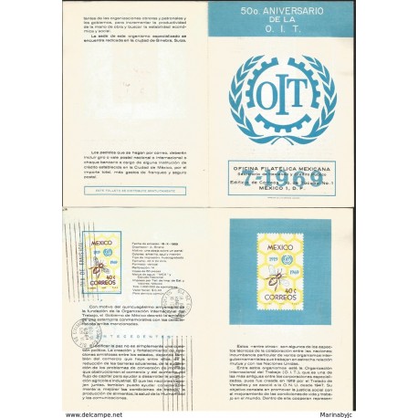 J) 1969 MEXICO, 50th ANNIVERSARY OF THE INTERNATIONAL LABOR ORGANIZATION, OIT, BEE, FDB
