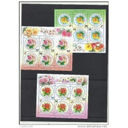 O) 2012 KOREA, FLOWERS - ROSE -ROSAS, INSECT -BEES, CROSS-POLLINATION, BUTTERFLIES, SET MNH