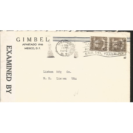 J) 1941 MEXICO, TOWER OF REMEDIES, PAIR, WITH SLOGAN CANCELLATION, OPENED BY EXAMINER, MULTIPLE STAMPS