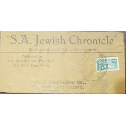 O) 1943 SOUTH AFRICA, INFANTRY SCT 81 1/2p. NEWSPAPER-S.A. JEWISH CHRONICLE, TO USA