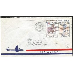 O) 1960 DOMINICAN REPUBLIC, OLYMPIC WINNERS AND FLAG, JESSE OWENS -PAAVO NURMI, AIRMAIL FROM CIUDAD TRUJILLO TO USA