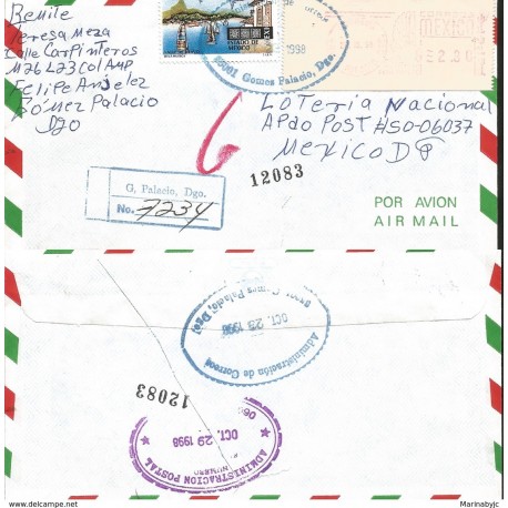 J) 1998 MEXICO, MEXICO CONSERVA, STATE OF MEXICO, REGISTERED, MULTIPLE STAMPS, AIRMAIL, CIRCULATED COVER, FROM MEXICO 