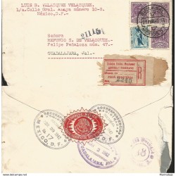 J) 1942 MEXICO, CROSS OF PALENQUE, CAMPAIN AGAINST MALARIA, REGISTERED, AIRMAIL, CIRCULATED COVER