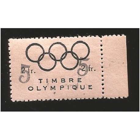 O) 1952 CIRCA-FRANCE, OLYMPIC RINGS ABOVE-FRENCH SWIMMING FEDERATION ORIGINALLY OVERPRINT 5fr-RAISE FUNDS-1952 GAMES. XF