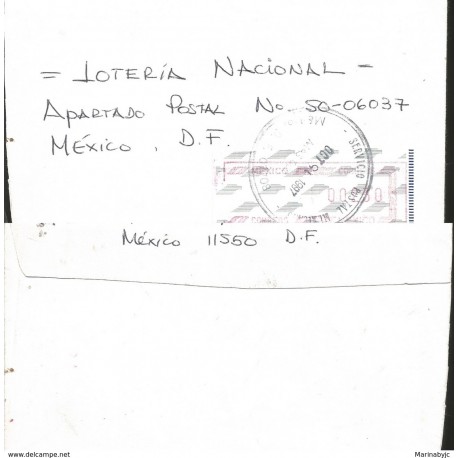 J) 1997 MEXICO, METTER STAMPS, ADHESIVE STICKER, CIRCULATED COVER, INTERIOR MAIL WITHIN TO MEXICO 