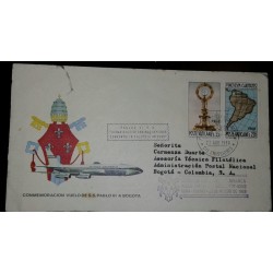 O) 1960 VATICAN CITY, MONSTRANCE FROM FRESCO BY RAPHAEL- MAP OF SOUTH AMERICA - VISIT OF POPE PAUL VI-CONGRESS BOGOTA, FDC XF